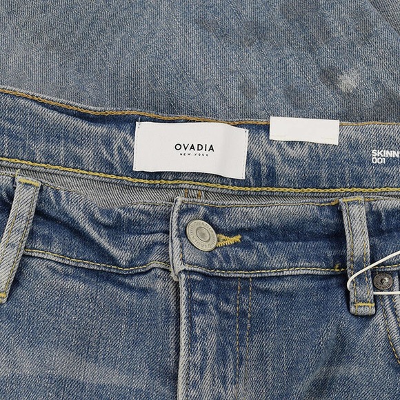 OVADIA Mens Paint Light PAINT SPLATTER Skinny Fit Mid Rise Stretch Jeans 38 NWT - Picture 5 of 5